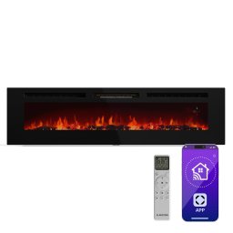 Klarstein Șemineu electric inteligent Galeras Smart, 2 setări de temperatură, 16 - 30°| Iluzia flăcării LED, Opțiune de conectare IOT (GDW24-GlrsS-EF-178B)