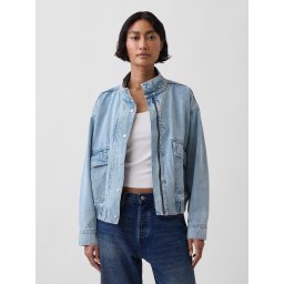 Geacă bomber supradimensionată din denim pentru femei GAP