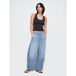 Blugi GAP Mid Rise Easy Horseshoe pentru femei