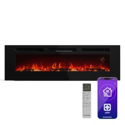 Klarstein Șemineu electric inteligent Galeras Smart, 2 setări de temperatură, 16 - 30°| Iluzia flăcării LED, Opțiune de conectare IOT (GDW24-GlrsS-EF-152B)