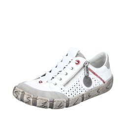 Rieker Pantofi cu șireturi sport gri / roșu / alb