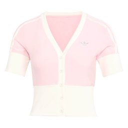 ADIDAS ORIGINALS Geacă tricotată 'V-NECK SHIRT WITH' roz / alb