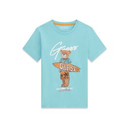 GUESS Tricou turcoaz / ciocolatiu / galben / alb