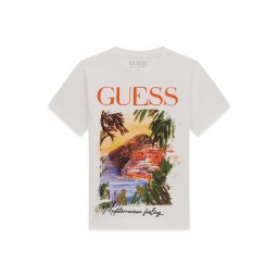 GUESS Tricou verde închis / portocaliu homar / negru / alb murdar