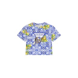 GUESS Tricou albastru regal / galben / verde / alb