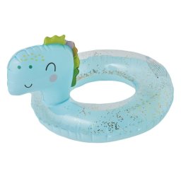 Colac gonflabil copii Dinozaur bleu cu sclipici, PVC, 54 x 35 cm