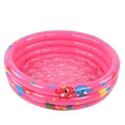 Piscina gonflabila copii cu podea gonflabila, 3 inele roz, 150 cm