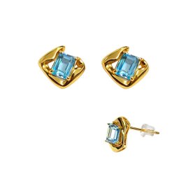 Cercei Topaz dreptunghi fatetat 10x10x14 mm Argint 925 aurit pentru un cadou cu stil – 1 pereche