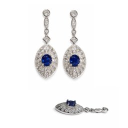 Cercei Safir Albastru oval fatetat 28x10x13 mm Argint 925 pentru un cadou sofisticat – 1 pereche