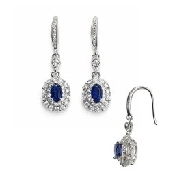 Cercei Safir Albastru oval fatetat 29x8x8 mm Argint 925 pentru un cadou sofisticat – 1 pereche