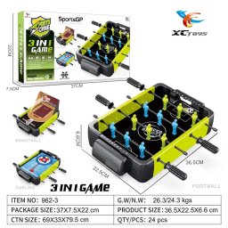 Masa de Fotbal 3in1, Flippy, Basket, Curling, 4 Manere, cu Tablou de Scor, din ABS, pentru Adulti/Copii +5 Ani, 36.5 x 6.6 x 22.5 cm, Verde/Negru