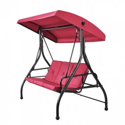 Leagan pentru gradina, 3 locuri, Rabatabil, Vivatechnix Rosu/Negru, Otel, 1850Ã—1170Ã—1770 mm, max 340 kg, Perne detasabile