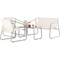 Set mobilier gradina/terasa, bej, otel, textil, 1 masa, 2 scaune, 1 canapea, Soffi