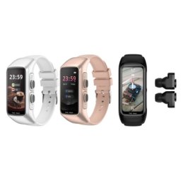 Ceas Smartwatch 2 in 1, cu Casti Bluetooth, N8 TWS, Plug in Lateral, Afisaj 1.47 inch, Rezolutie 172*320, Negru