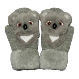 Manusi pentru Copii, Flippy, din Plus cu Umplutura de Bumbac, Protectie Termica, 24 x 20 x 3 cm, Model Koala 3D, Gri