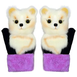 Manusi de Plus pentru Copii, Flippy, de Iarna, Groase, Moi, Calduroase, Model Animat Vulpe Alba