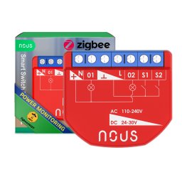 Releu wireless Nous B3Z, 16A, ZigBee, 2 canal PM, Monitorizare energie
