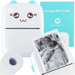 Mini imprimanta termica pentru fotografii si etichete cu cablu USB si rola termica inclusa Ikonka IK4118