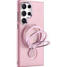 Husa de protectie Flippy, cu incarcare Wireless, Tehnologie Magsafe, TPU, Inel magnetic rotativ cu functie de suport, pentru Samsung Galaxy S23 Ultra , Rose Gold