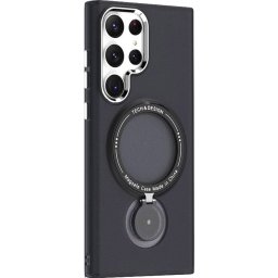 Husa de protectie Flippy, cu incarcare Wireless, Tehnologie Magsafe, TPU, Inel magnetic rotativ cu functie de suport, pentru Samsung Galaxy S23 Plus , Negru