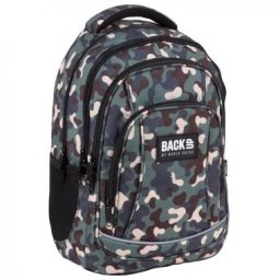Ghiozdan ergonomic de copii pentru scoala, BackUP, 4 compartimente, model camuflaj PLB4A97