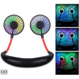 Ventilator Dublu Portabil pentru Gat cu 3 Viteze si Lumini LED, Calitate Premium, Design Profesional Original Deals