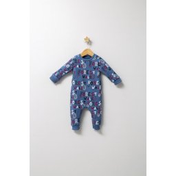 Salopeta pentru bebelusi de iarna Forest, Tongs baby, baietei (Culoare: Albastru, Marime: 3-6 Luni)