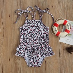 Costum de baie cu volan si bretelute Drool (Marime: 100, Model: Pete roz)
