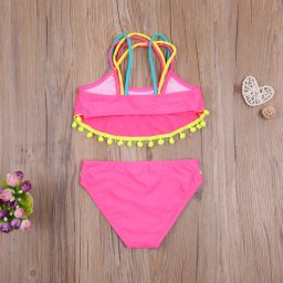 Costum de baie cu ciucuri din 2 piese Drool (Culoare: Roz, Varsta: 3 - 4 ani)