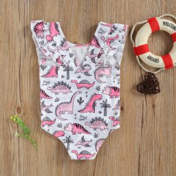 Costum de baie Jurassic Drool (Marime: 110, Model: Dinozauri roz)