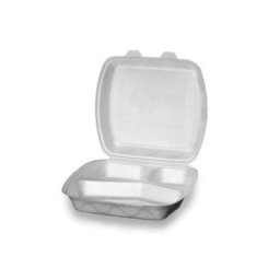 Set 100 caserole polistiren 3 compartiment, 24 x 21 x 7 cm
