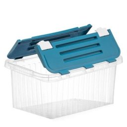 Cutie depozitare 18 L, cu capac incorporat, din plastic TRANSPARENTA