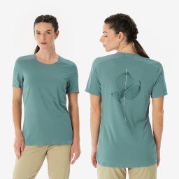 Tricou de drumeție cu mânecă scurtă MH500 Verde Damă
