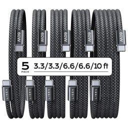 Cablu USB-C la USB-C, 60W, 1m/1m/2m/2m/3m (set 5) - Lisen (YL0123070010) - Black