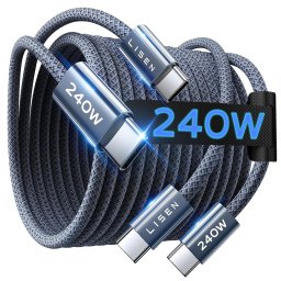 Cablu USB-C, Super Fast Charge, 240W, 2m (set 2) - Lisen (YL0123070023) - Navy Blue