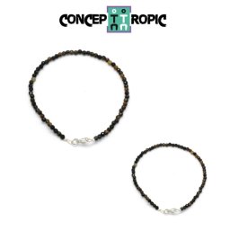 Bratara Ochi de Tigru cu Fier Diametru 60 mm - Rotund Fatetat 3x3 mm - Accesorii Argint 925