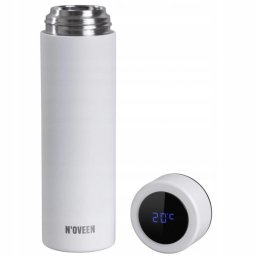 Termos Noveen cu LED 450 ml, TB2311 White Mat Otel Inoxidabil