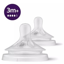 Tetina Philips Avent Natural Response SCY964/02, + 3 luni, tetina care functioneaza ca sanul mamei, tetina fara scurgeri, debit 4, fara BPA, 2 bucati