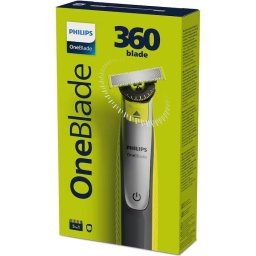 Aparat de barbierit OneBlade 360 QP2734/31, pieptene reglabil 5 in 1, reincarcabil, umed si uscat, 60 min, USB-A, husa, capac de protectie, lama 360 inlocuibila suplimentara, Verde lime