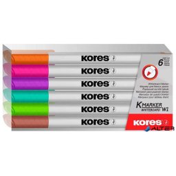 Marker Whiteboard Set 6 buc Slim Kores