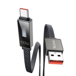Cablu, USB-A la Type-C, 6A, Afisaj LED, Fast Charging, 1.2m - Mcdodo Rythm Series (CA-4980) - Black