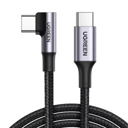Cablu de Date USB-C la USB-C 90 Degree Cable, Fast Charging 5A, 1m - Ugreen US334 (70643) - Space Gray