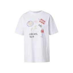 Abercrombie & Fitch Tricou 'ITALIA' șamoa / roșu cireș / negru / alb