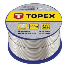 Fludor 60% Sn: Fir de 1,5 mm si flux SW 26B. 100 g, electrotehnica - blister TOPEX 44E524 HardWork ToolsRange