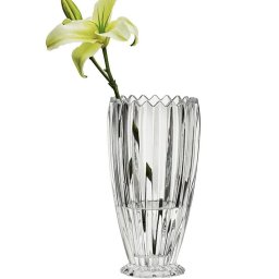 Vaza Decorativa Eleganta Pufo Tulip din Sticla Groasa pentru Flori si Aranjamente, 22 cm- Design Modern pentru Living si Decor Interior
