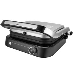 Grill electric Fram FEG-2100SSBK, Putere 2100W, Deschidere 180˚, Placi detasabile, 7 programe presetate, Temperatura reglabila, Argintiu/Negru
