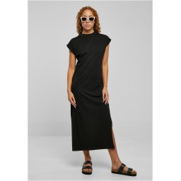 Women's dress with long extended shoulder black
