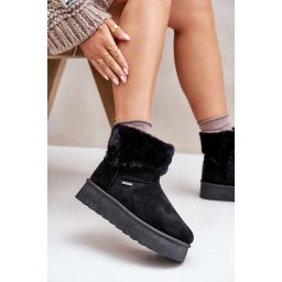 Platform Snow Boots with Fur Big Star Black