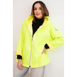 Jachetă matlasată pentru femei cu glugă, galben neon