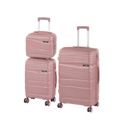 TraveLux Voyager IX set valiză rulantă aur roz